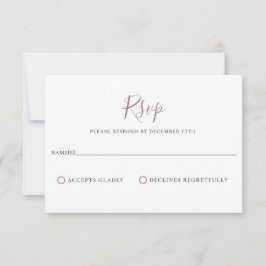 Minimalistische Mauve Lila Wedding RSVP Card Karte