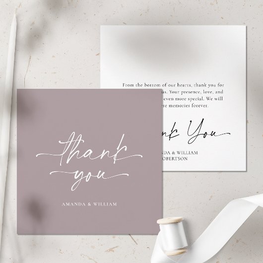 Minimalistische Mauve Wedding Dankeschön Card Dankeskarte