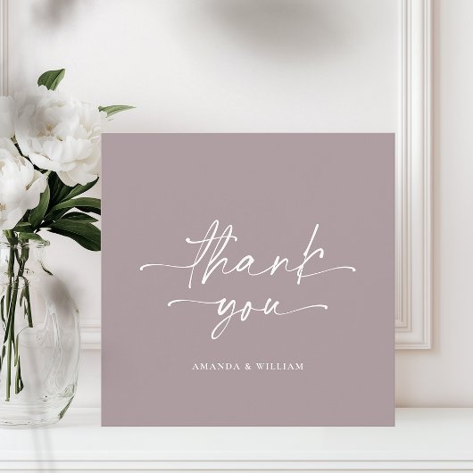 Minimalistische Mauve Wedding Dankeschön Card Dankeskarte
