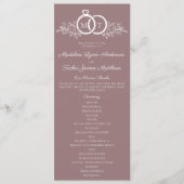 Minimalistische Mauve Wedding Ring Monogram Weddin Programm (Vorderseite)