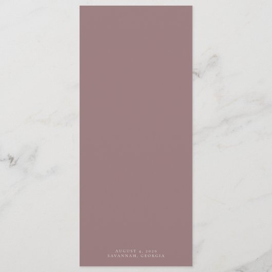 Minimalistische Mauve Wedding Ring Monogram Weddin Programm (Rückseite)