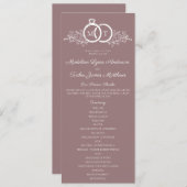 Minimalistische Mauve Wedding Ring Monogram Weddin Programm (Vorne/Hinten)