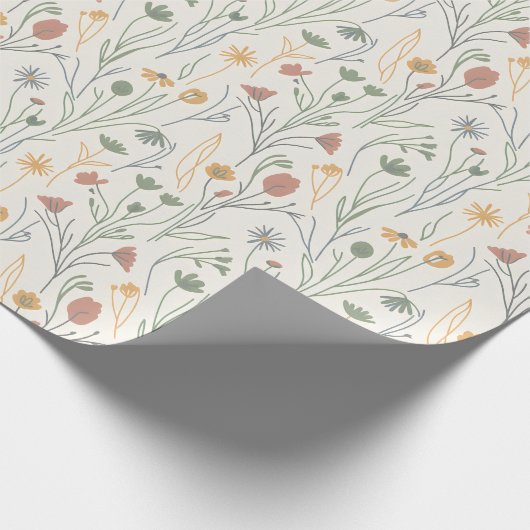Minimalistische Meadowcore-Abstrakte Wildblumen Geschenkpapier (Ecke)