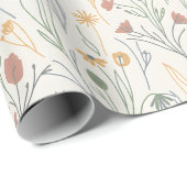Minimalistische Meadowcore-Abstrakte Wildblumen Geschenkpapier (Rolleneckpunkt)