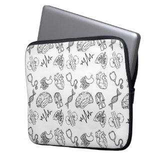 Minimalistische medizinische Icons Schwarz-Weiß-Do Laptopschutzhülle