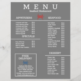 Minimalistische Meeresfrüchte Grill Restaurant Gra Flyer