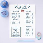 Minimalistische Meeresfrüchte Krabben Grill Restau Flyer (Einzeln)