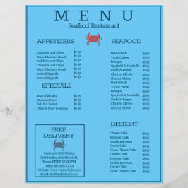 Minimalistische Meeresfrüchte Kräutergrill Restaur Flyer