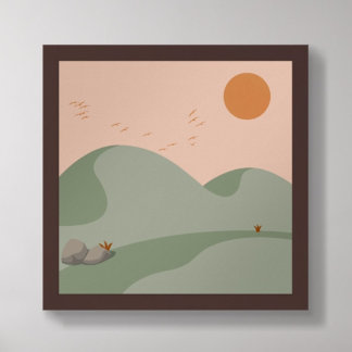 Minimalistische Meeresgrün-Boho-Bergszene Poster