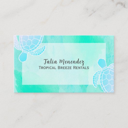 Minimalistische Meeresschildkröte mit Küstenunterg Visitenkarte (Vorderseite)