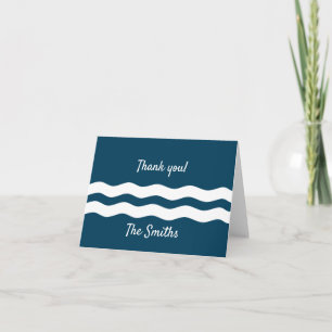 Minimalistische Meereswellen Nautische Küste Dankeskarte
