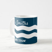 Minimalistische Meereswellen Nautische Küste Kaffeetasse (Vorderseite Links)