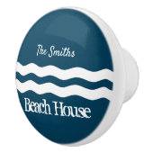 Minimalistische Meereswellen Nautische Küste Keramikknauf (Rechts)