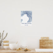 Minimalistische Melbourne Map Modernes Grau Blue P Poster (Küche)