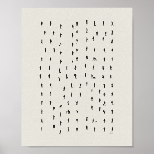 Minimalistische Menschenmenge Silhouette Kunst Poster (Vorne)