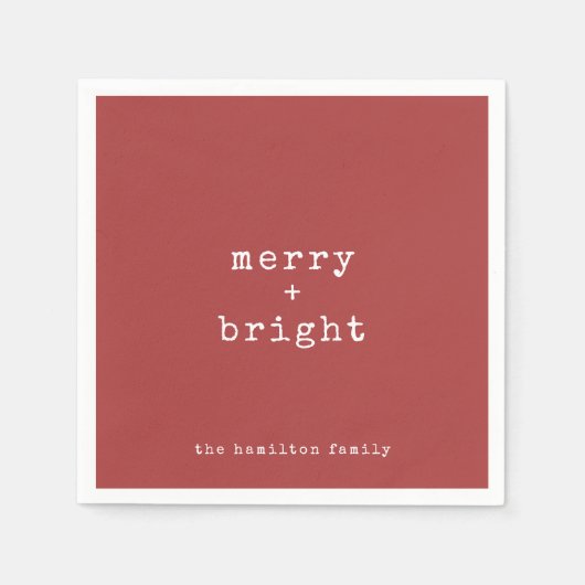 Minimalistische Merry + Helle Weihnachtsfeier Serviette (Vorderseite)