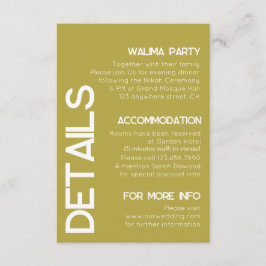 Minimalistische Messingtypografie - Hochzeitsdetai Begleitkarte