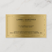 Minimalistische Metallic Gold Shiny Frame Visitenkarte (Rückseite)