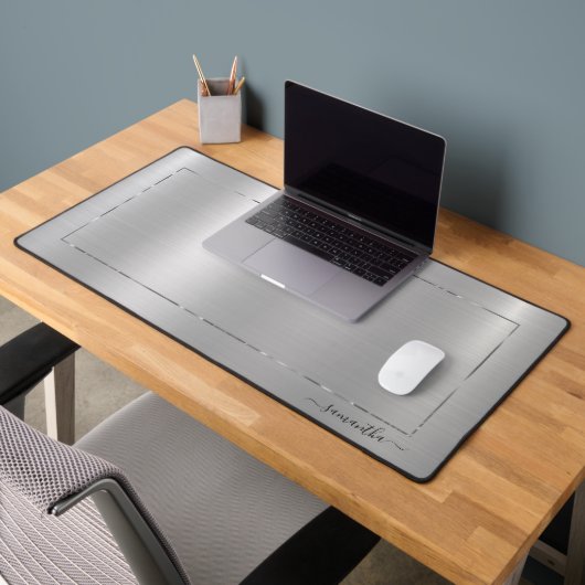 Minimalistische metallische silberne Textur Schreibtischunterlage (Büro 2)