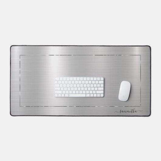 Minimalistische metallische silberne Textur Schreibtischunterlage (Tastatur & Maus)