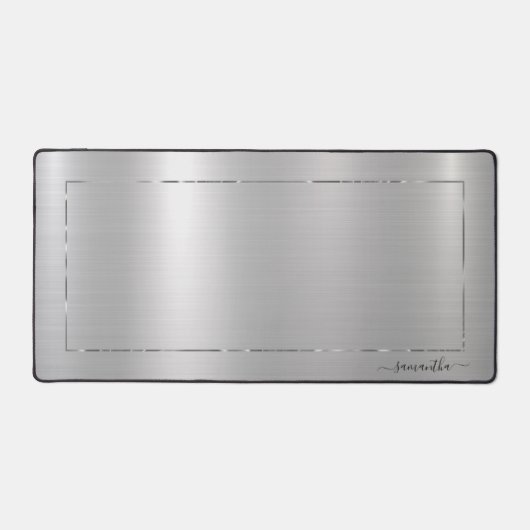 Minimalistische metallische silberne Textur Schreibtischunterlage (Vorderseite)