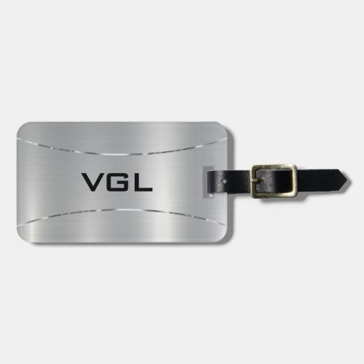 Minimalistische metallische Silberstruktur Gepäckanhänger (Vorderseite horizontal)