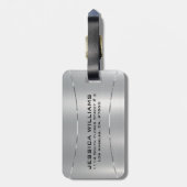 Minimalistische metallische Silberstruktur Gepäckanhänger (Rückseite vertikal)