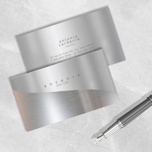 Minimalistische Metallwelle Zwei-Tonen-Silber-ID80 Visitenkarte