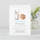 Minimalistische Milch und Cookies Blue Boy Geburts Einladung (Stehend Vorderseite)