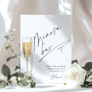 Minimalistische Mimosa Bar Pearls und Prosecco Poster