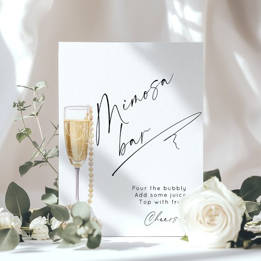 Minimalistische Mimosa Bar Pearls und Prosecco Poster