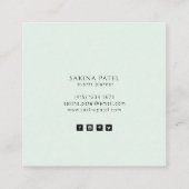 Minimalistische Minze Beruflich modern Quadratische Visitenkarte (Rückseite)