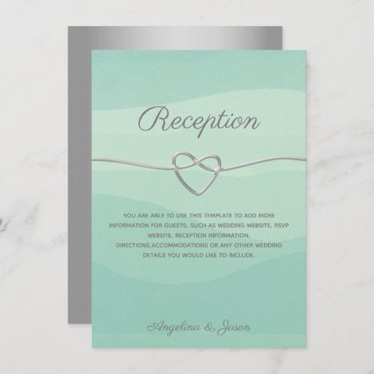 Minimalistische Minze & Silver Wedding Reception C (Vorne/Hinten)