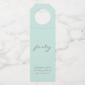 Minimalistische Minze und Goldalter Geburtstag Flaschenanhänger (Vorderseite)