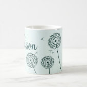 Minimalistische Minze, weiße Leuchte Blume Name Kaffeetasse (Mittel)
