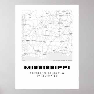 Minimalistische Mississippi Karte Poster