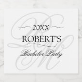 Minimalistische Mit Monogramm Bachelor Party Alkoholflaschenetikett (Einzelnes Label)