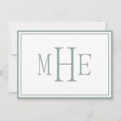 Minimalistische Mit Monogramm Bildfläche Grün Mitteilungskarte (Vorderseite)