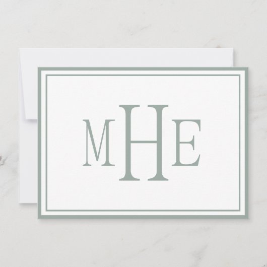 Minimalistische Mit Monogramm Bildfläche Grün Mitteilungskarte (Vorderseite)