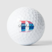Minimalistische mit Monogramm D-Koralle Golfball (Vorderseite)