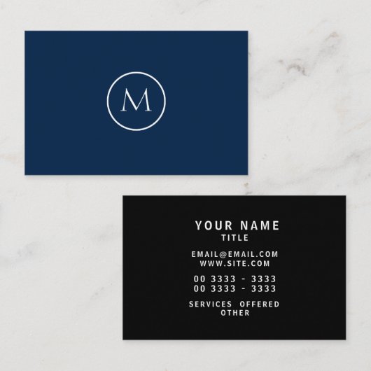Minimalistische Mit Monogramm Elegant Visitenkarte (Vorne/Hinten)