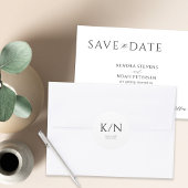 Minimalistische mit Monogramm Hochzeit in Schwarz/ Runder Aufkleber