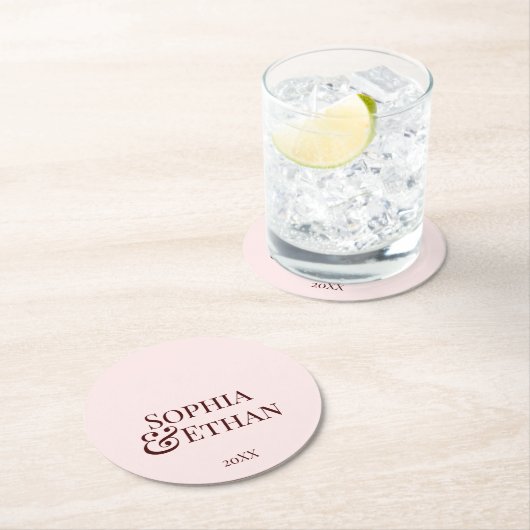 Minimalistische Mit Monogramm Hochzeiten Untersetz Runder Pappuntersetzer (Vor Ort)