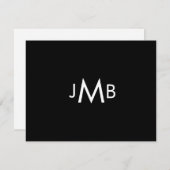 Minimalistische Mit Monogramm Initialen Schwarz ge Dankeskarte (Vorne/Hinten)