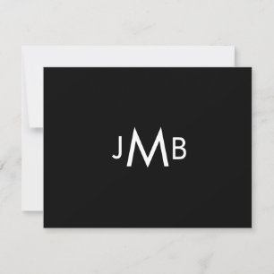 Minimalistische Mit Monogramm Initialen Schwarz ge Dankeskarte