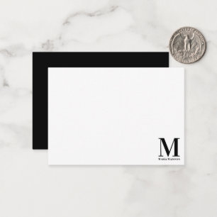 Minimalistische Mit Monogramm Typografie in Schwar Mitteilungskarte