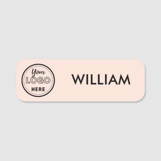 Minimalistische Mitarbeiter-Logos in Rosa Namensschild (Vorderseite)