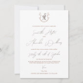 Minimalistische Mocha Mousse Preppy Calligrafy Wed Einladung (Vorderseite)