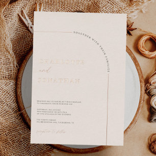 Minimalistische moderne Arch Creme-Hochzeit Folieneinladung