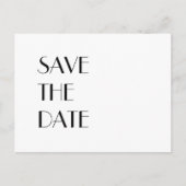 Minimalistische moderne Art-Deco-Hochzeit rettet d Ankündigungspostkarte (Vorderseite)